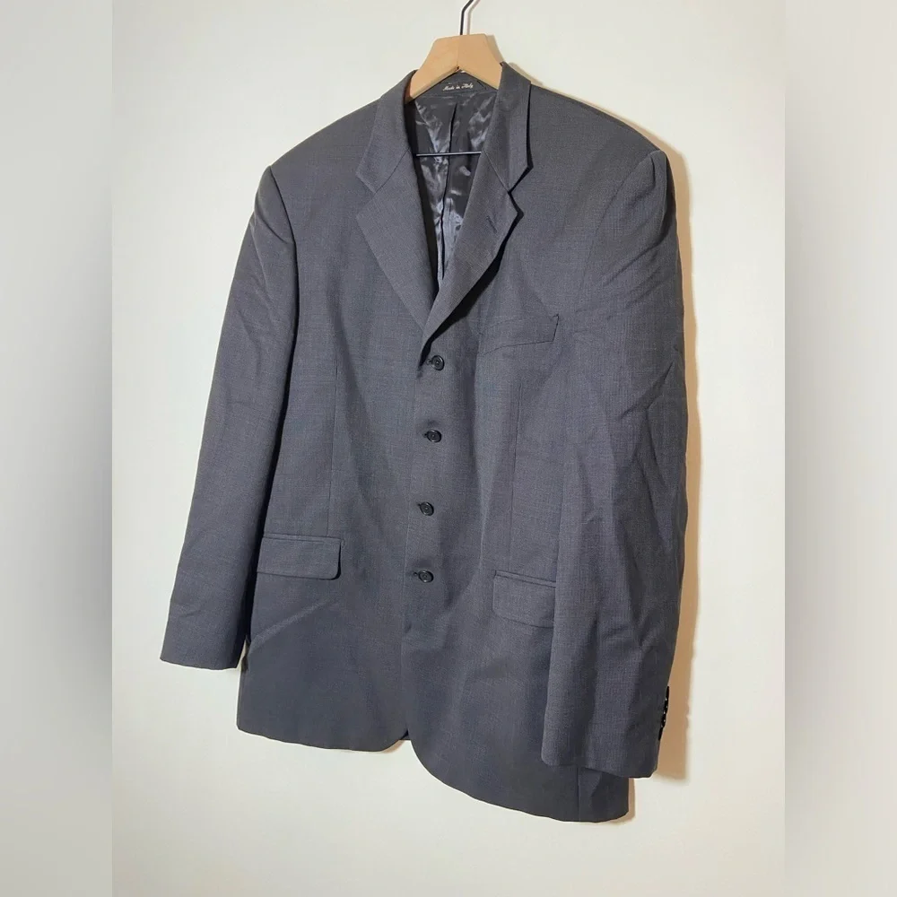Sergio Valentino Gray 4 Button 100% Wool 52 6 L Blazer Jacket Super 100